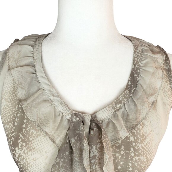 NWOT Petite Banana Republic Factory Sheer Snakeskin Ruffle Front Blouse XS - Picture 4 of 12